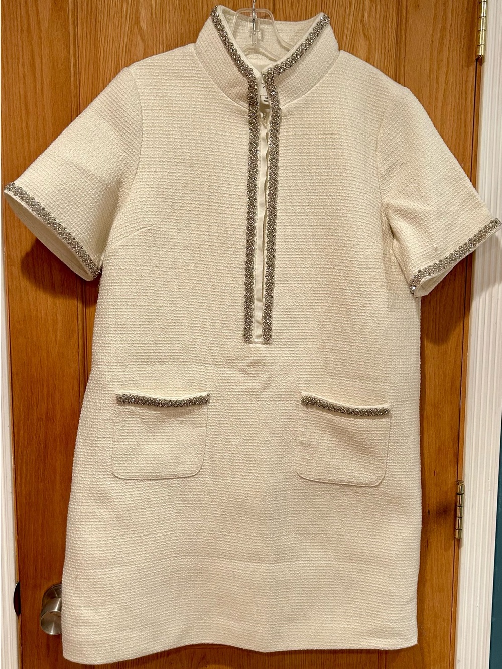 Pomander Place\ Tuckernuck Pearl White Tweed Embellished Ophelia Dress - Picture 7 of 10